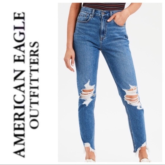 American Eagle Outfitters Denim - American Eagle Mom Jeans Distressed